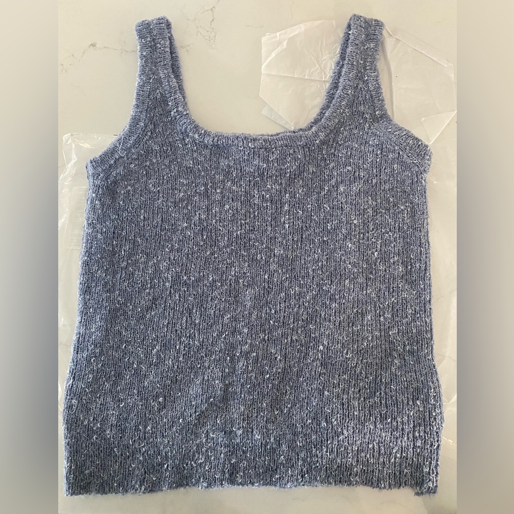 Women’s New Super Soft White Birch Heathered Blue Knit Tank Top